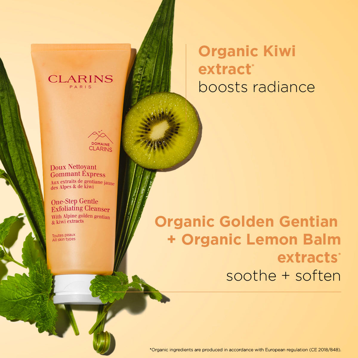 Clarins cleanser lather in hand illustrating effective makeup removal and soft foam