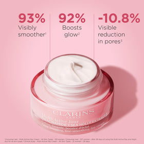 Clarins close-up of cream texture showing lightweight, fast-absorbing benefit
