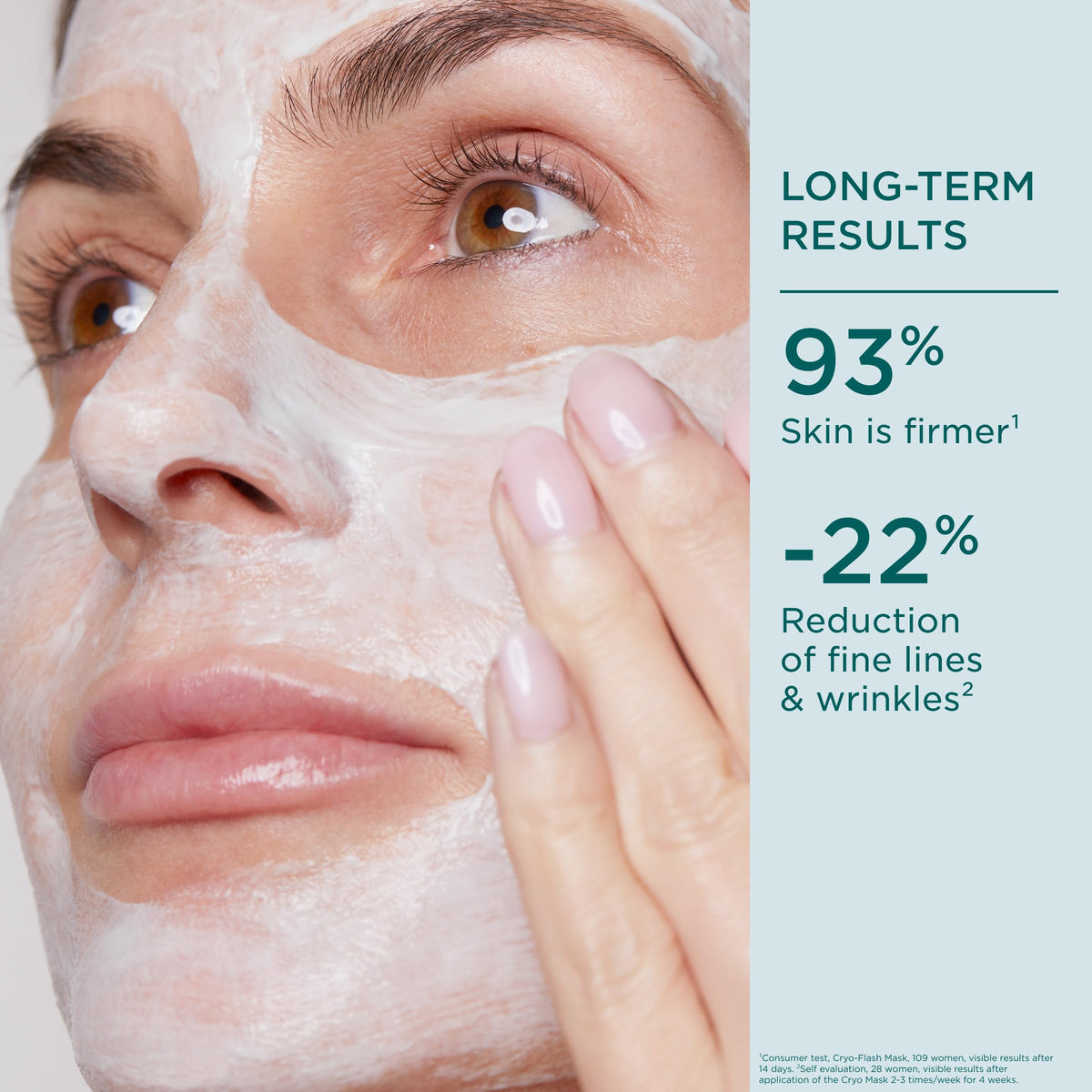 CLARINS Cryo-Flash before and after swipe demonstrating visible pore minimization