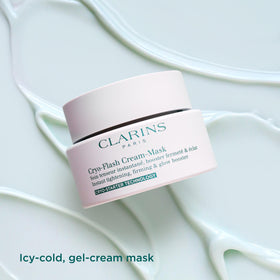 CLARINS Cryo-Flash cooling effect illustration showing immediate tightening sensation
