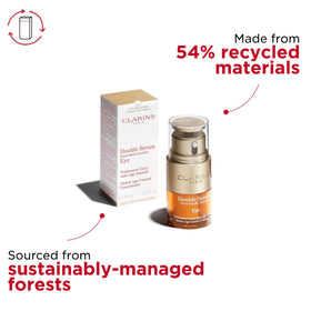 Clarins Double Serum Eye on bathroom vanity showing everyday skincare routine benefit