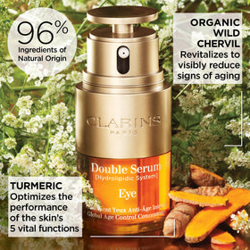 Clarins Double Serum Eye turmeric extract depiction highlighting botanical potency