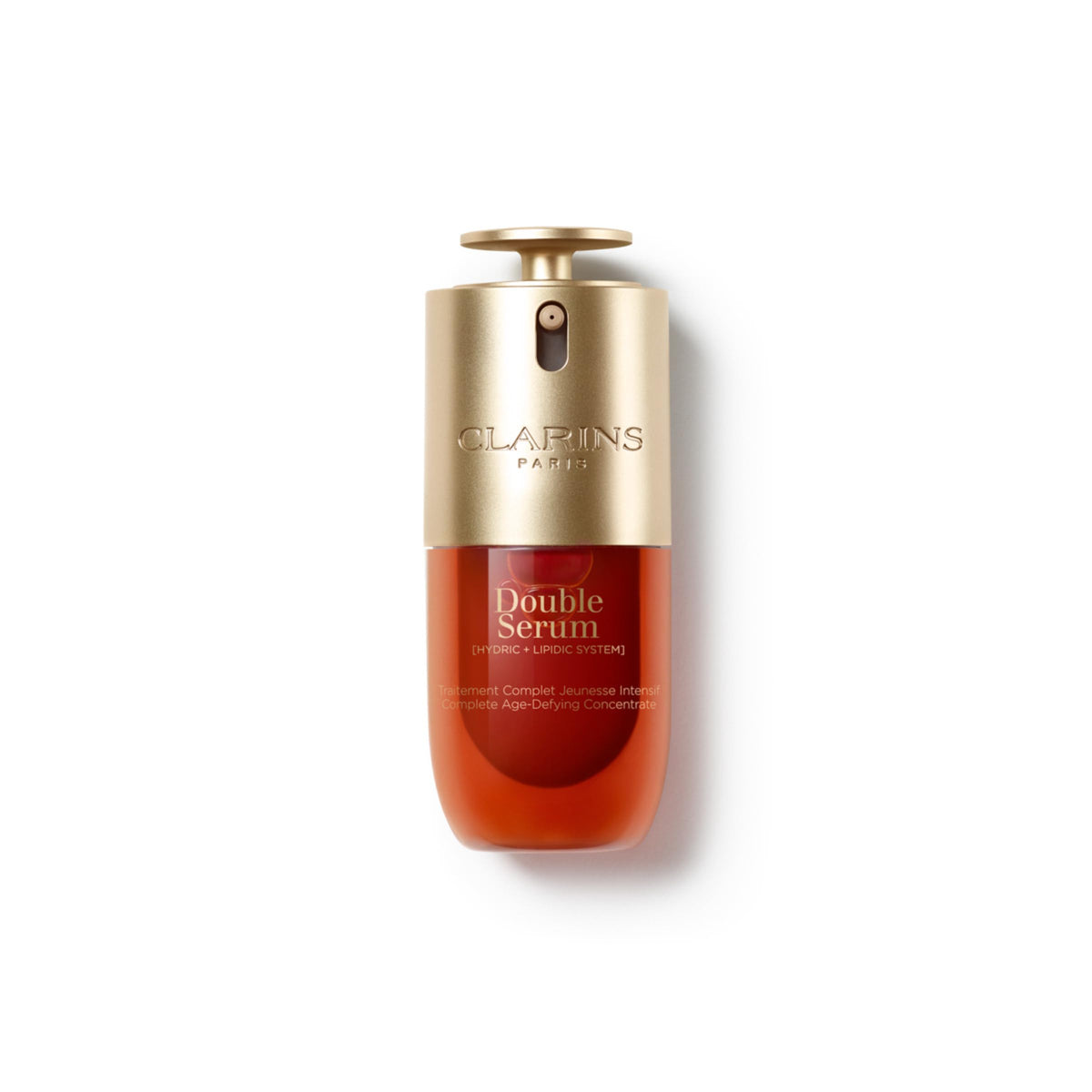 Clarins DOUBLE SERUM front packaging showing bottle and branding for confident purchase