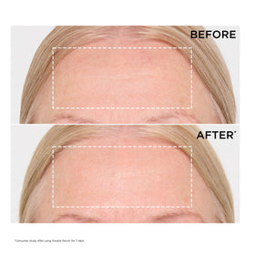 Clarins DOUBLE SERUM cream-gel texture close-up showing lightweight finish and fast absorption