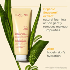 Clarins aloe extract close-up illustrating soothing hydration benefit