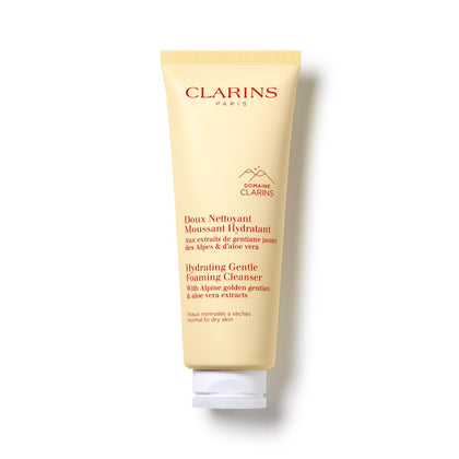 Clarins front bottle view showing packaging and gentle foaming benefits