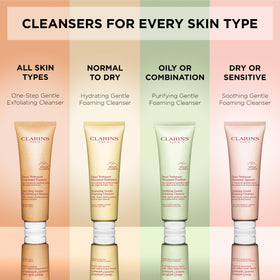 Clarins label detail focusing on ingredient list and gentle formula