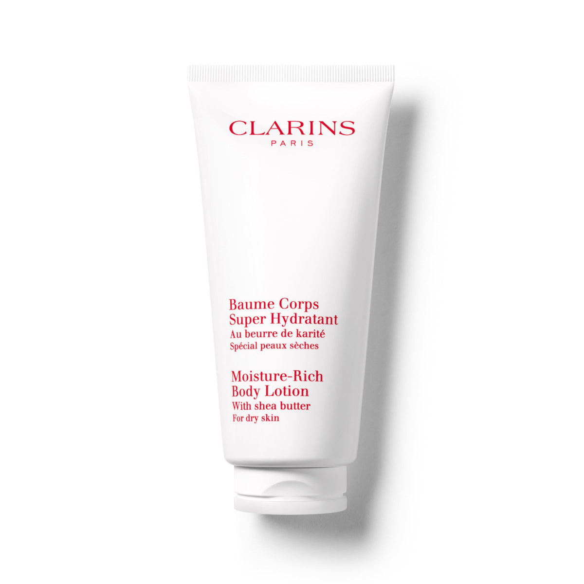 Clarins front packaging showing product and quick benefit