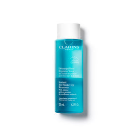 Clarins Instant Eye Make-Up Remover front packaging showing product and size benefits