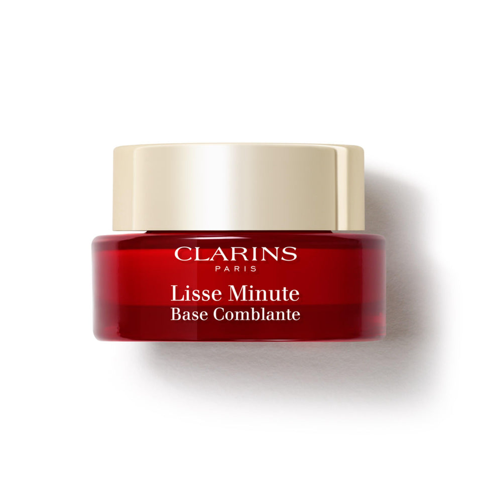 Clarins primer front view showing compact 0.5oz tube and branding benefit smooth base