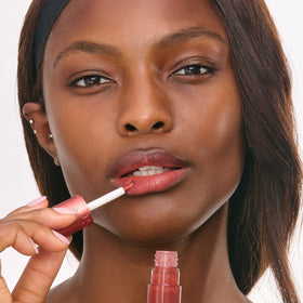 Clarins with lip oil combo showing how to add shine while preserving color