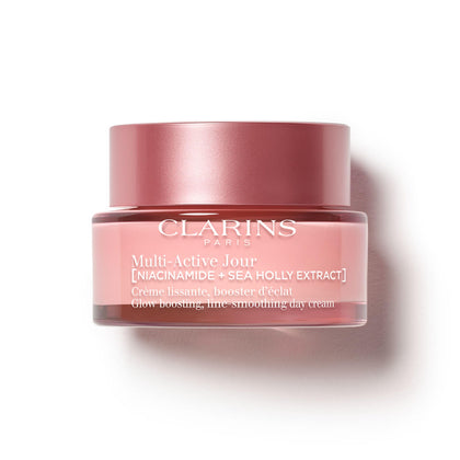 Clarins jar front view showing brand and compact daytime cream benefit