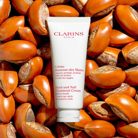 Clarins product label detail showing natural plant extracts and ingredient transparency benefit