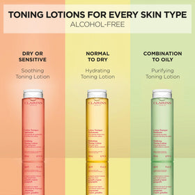 Clarins toner on bathroom shelf suggesting daily routine benefit