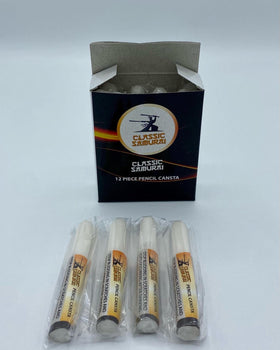 Classic Samurai styptic pen 12-pack front packaging showing compact travel-ready pens and brand