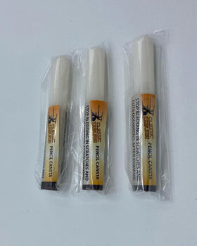 Close-up of Classic Samurai styptic pen tip demonstrating precise application for quick touch-ups