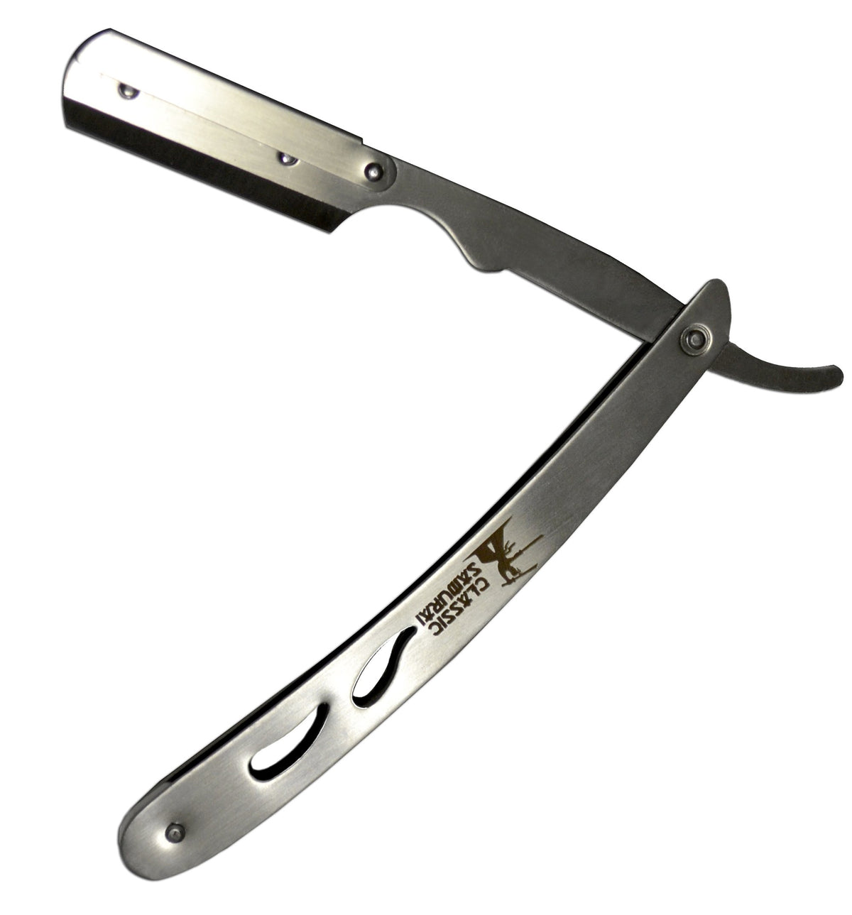 Classic Samurai shavette with single-edge blade installed for precise trimming control