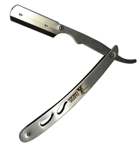 Classic Samurai shavette with single-edge blade installed for precise trimming control
