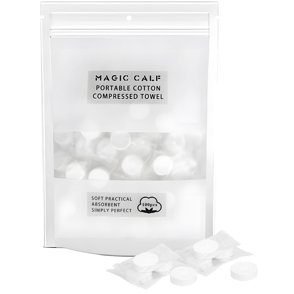 Classycoo front packaging showing 100 compressed towels and compact benefit