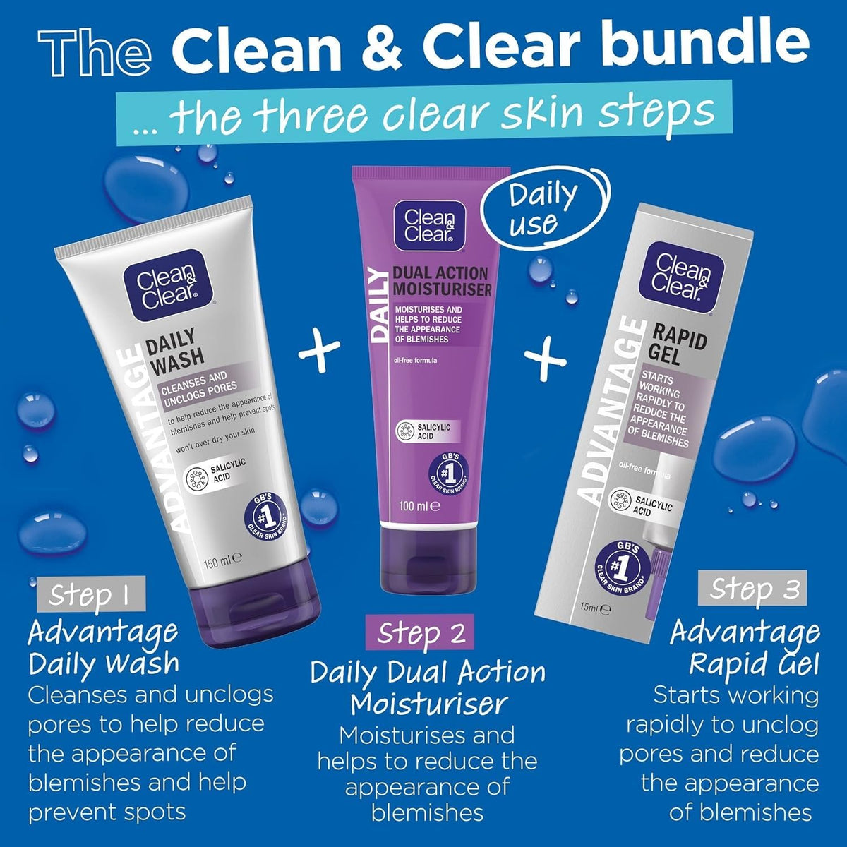Clean & Clear tube on bathroom counter in routine setting, quick daily use