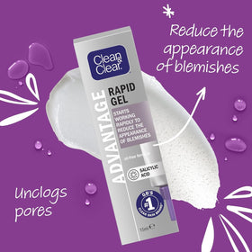 Clean & Clear 15 ml tube next to coin for scale, travel-friendly convenience
