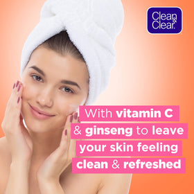 Clean & Clear foam on face demonstrating effective morning use