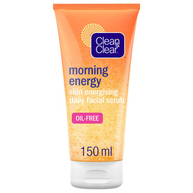 Clean & Clear front packaging showing energising scrub and benefits
