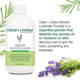Clean + Easy powder being dusted onto skin demonstrating easy application and reduced hair breakage