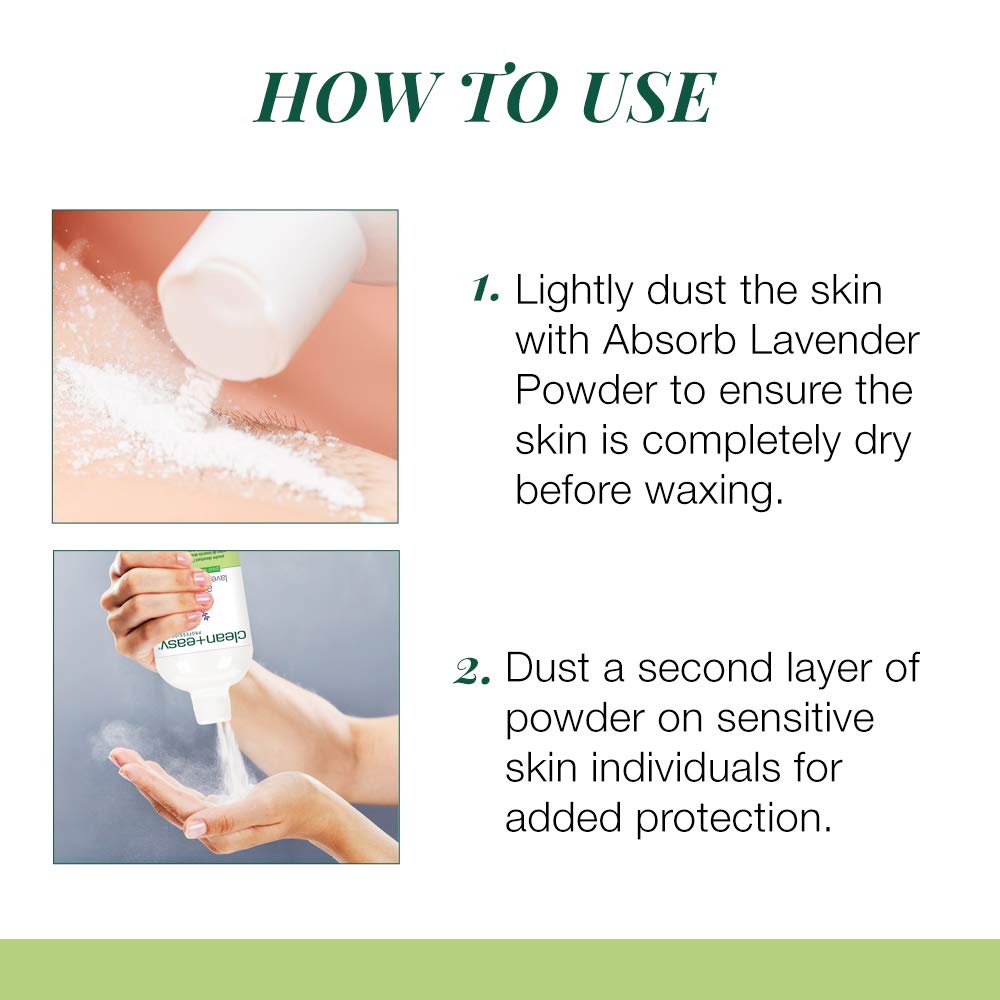 Clean + Easy powder in a salon setting with waxing supplies, highlighting professional performance and calm scent