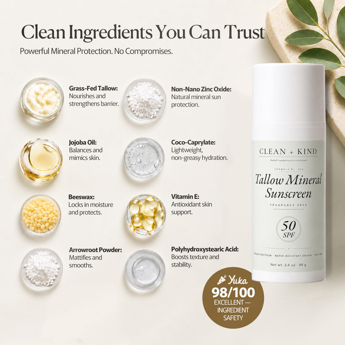 Clean + Kind applying sunscreen to face for everyday protection and makeup-ready finish
