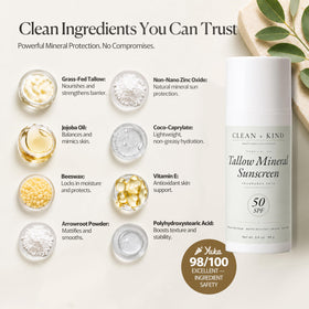 Clean + Kind applying sunscreen to face for everyday protection and makeup-ready finish