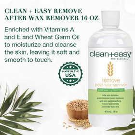 Clean + Easy applied to skin illustrating quick wax dissolution and soothing benefit