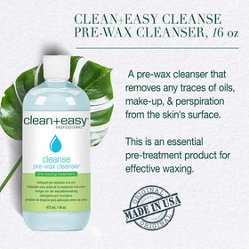 Clean + Easy shown applied to skin before waxing to improve wax adherence