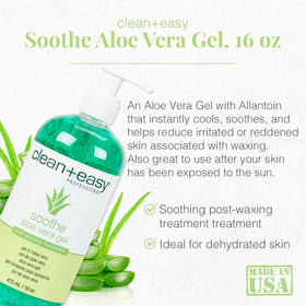 Person applying Clean + Easy gel after waxing to soothe skin and remove wax
