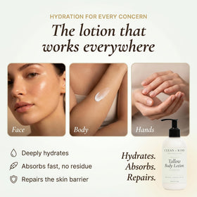 Clean + Kind pump action dispensing lotion for quick, mess-free application benefit