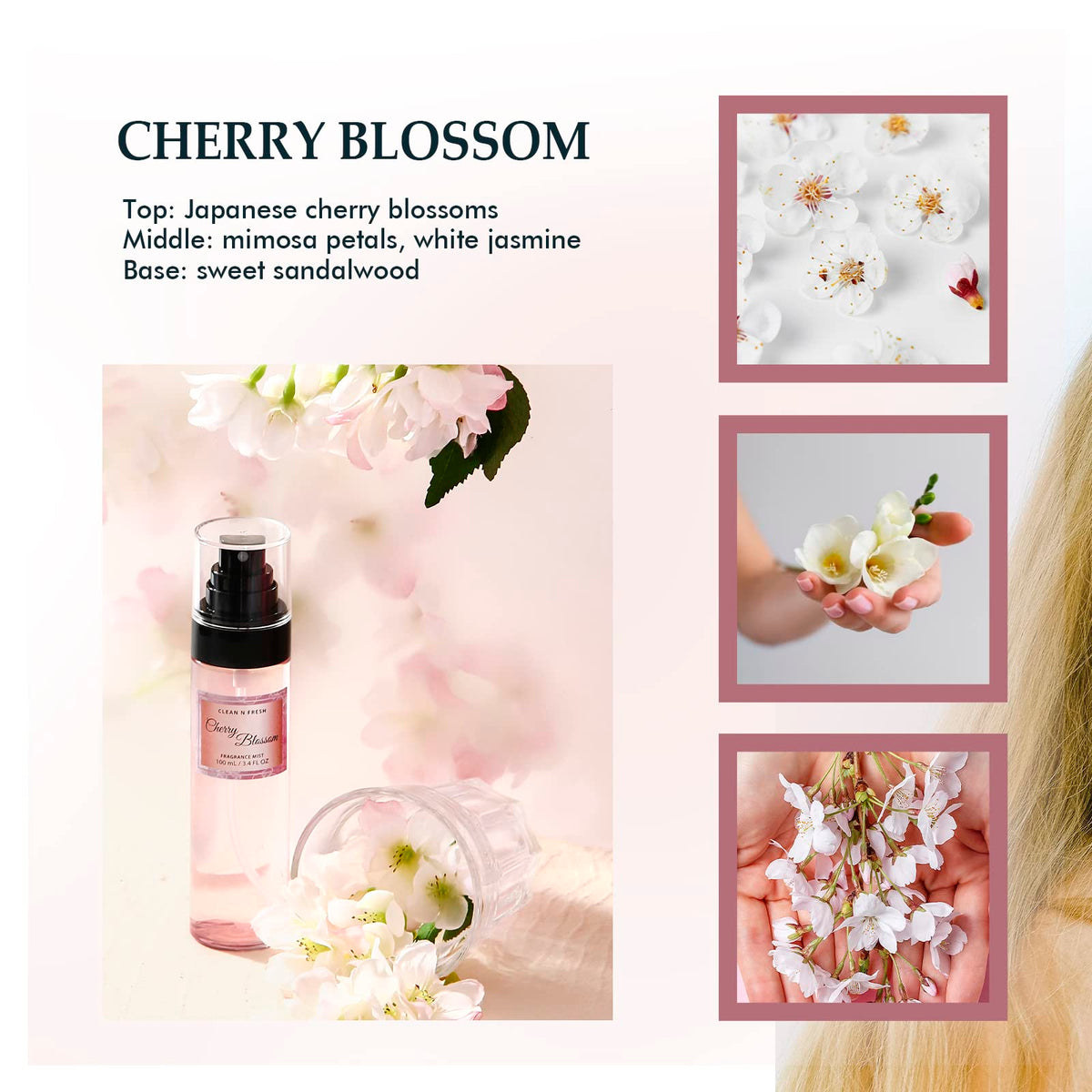 Clean-n-Fresh Cherry Blossom bottle front view illustrating fresh floral scent