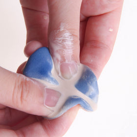 Clean-n-Fresh sponges before and after wash, removes foundation stains