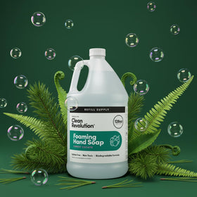 Clean Revolution refill being poured into dispenser showing convenience