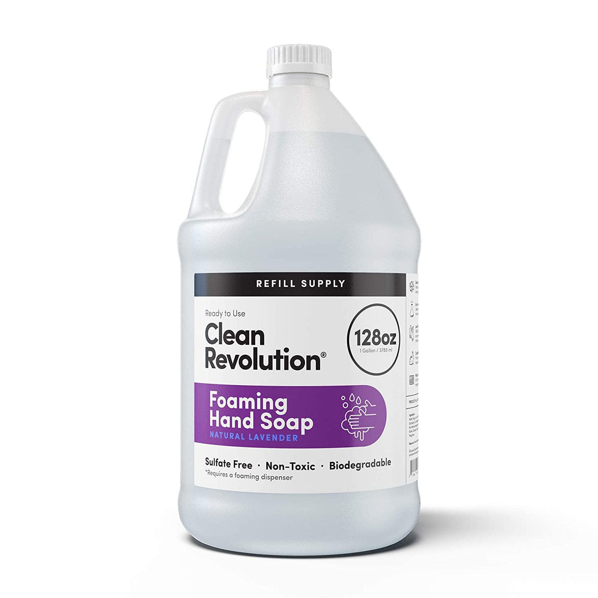 Clean Revolution front label showing 128oz size and lavender benefit