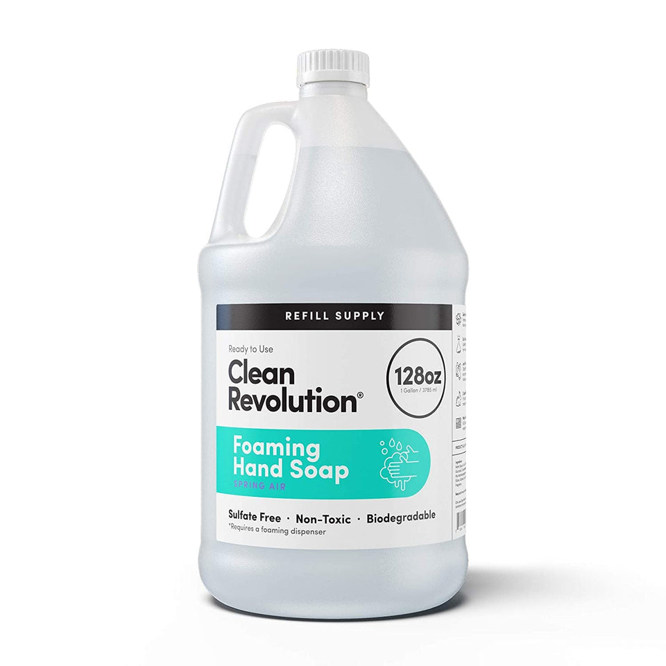 Clean Revolution front label showing Spring Air scent and gallon size benefits