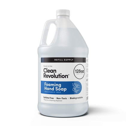 Clean Revolution front packaging showing 128 fl oz jug and benefit of long-lasting supply