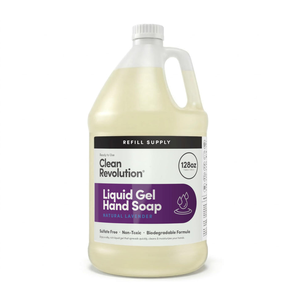 Clean Revolution front packaging showing lavender refill and clear branding for easy identification