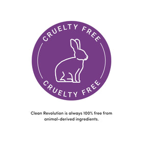 Clean Revolution label detail highlighting natural essential oils and non-toxic formulation