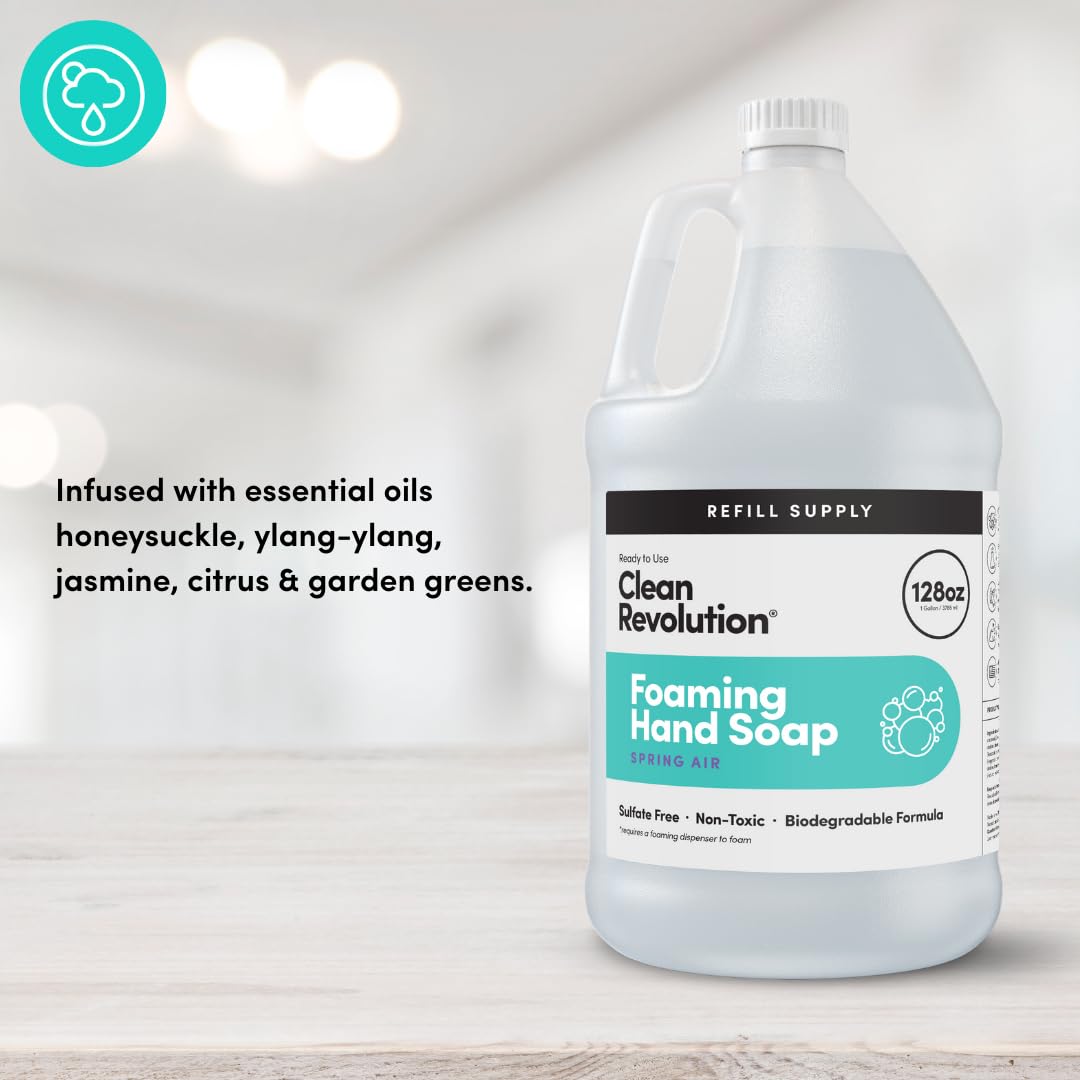 Clean Revolution pouring refill into foaming dispenser for easy restocking benefit