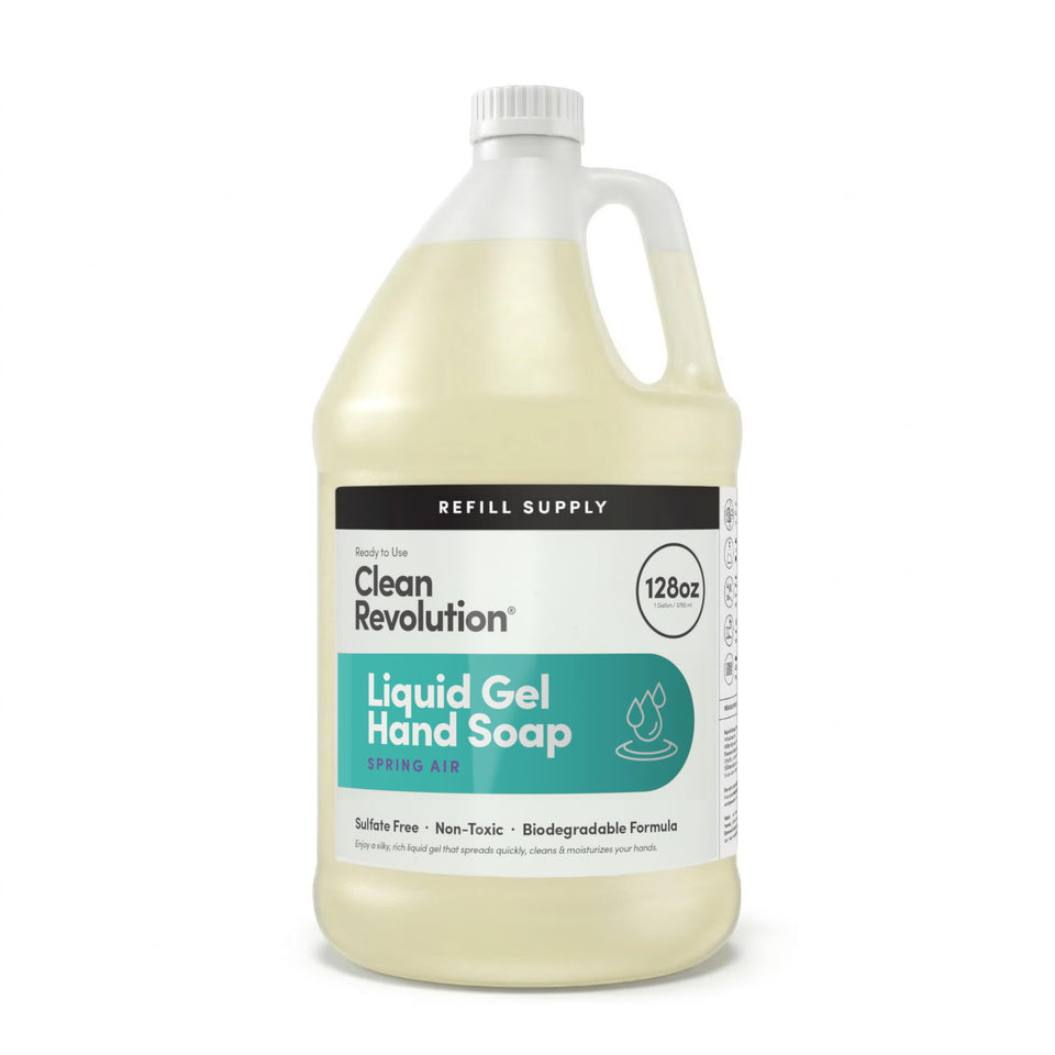Clean Revolution front packaging showing 128 oz refill and clear label benefit