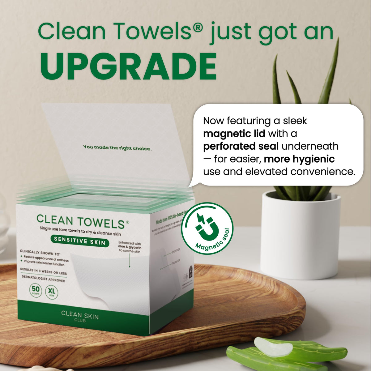 CLEAN SKIN CLUB towels staged in bathroom to show everyday skincare convenience