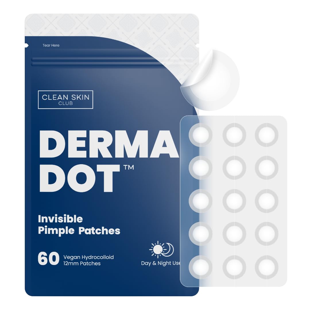 CLEAN SKIN CLUB front packaging showing 60 DermaDot patches and benefits