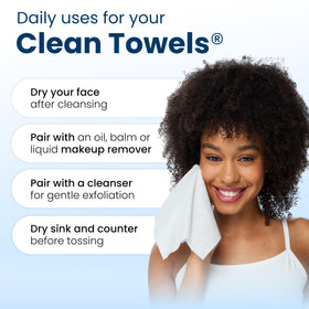 CLEAN SKIN CLUB four packs spread out to show total 200 disposable face towels