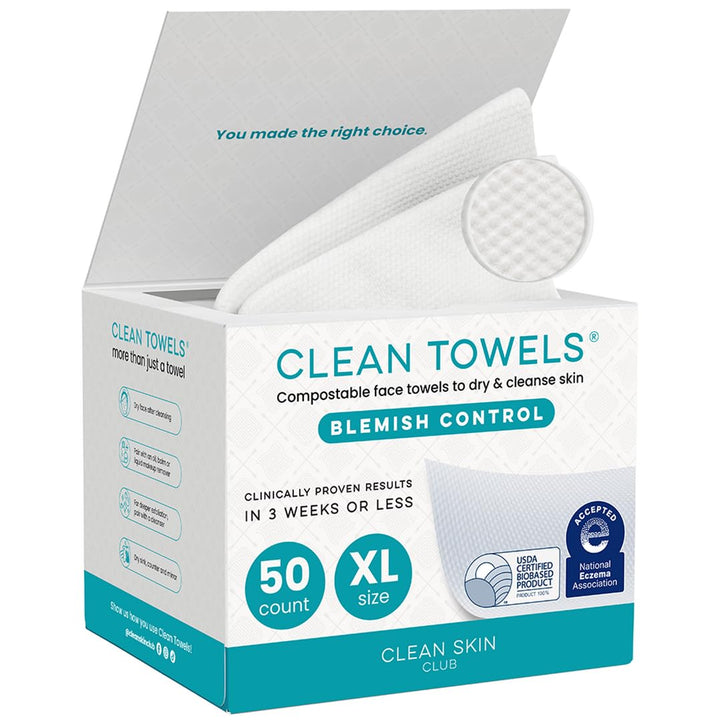 CLEAN SKIN CLUB front packaging showing XL 50-count and benefits