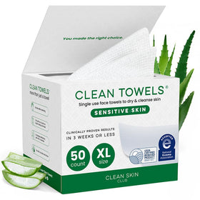 CLEAN SKIN CLUB front packaging shows 50-count pack and hygienic benefits